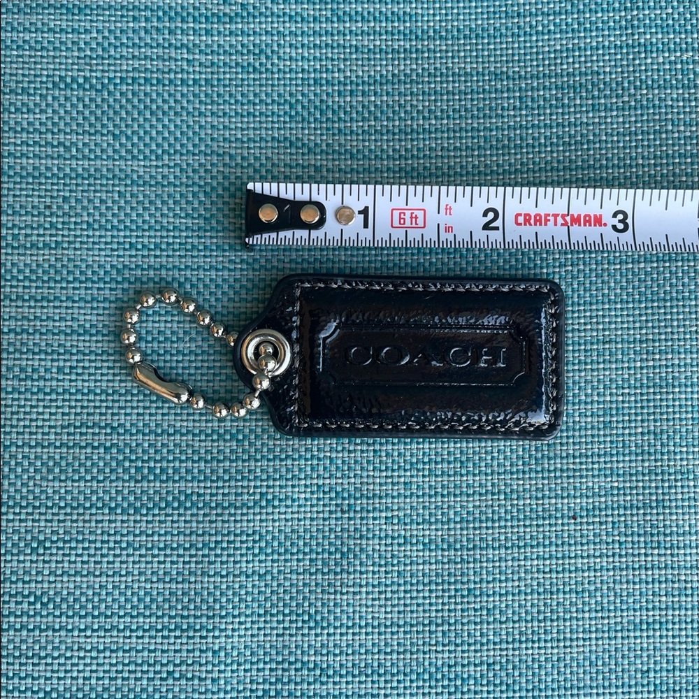2.5" Large COACH BLACK PATENT LEATHER KEY FOB
